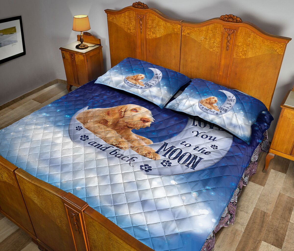 Ohaprints-Quilt-Bed-Set-Pillowcase-Spinone-Italiano-Dog-I-Love-You-To-The-Moon-And-Back-Gift-For-Dog-Puppy-Lover-Blanket-Bedspread-Bedding-1414-Queen (80'' x 90'')