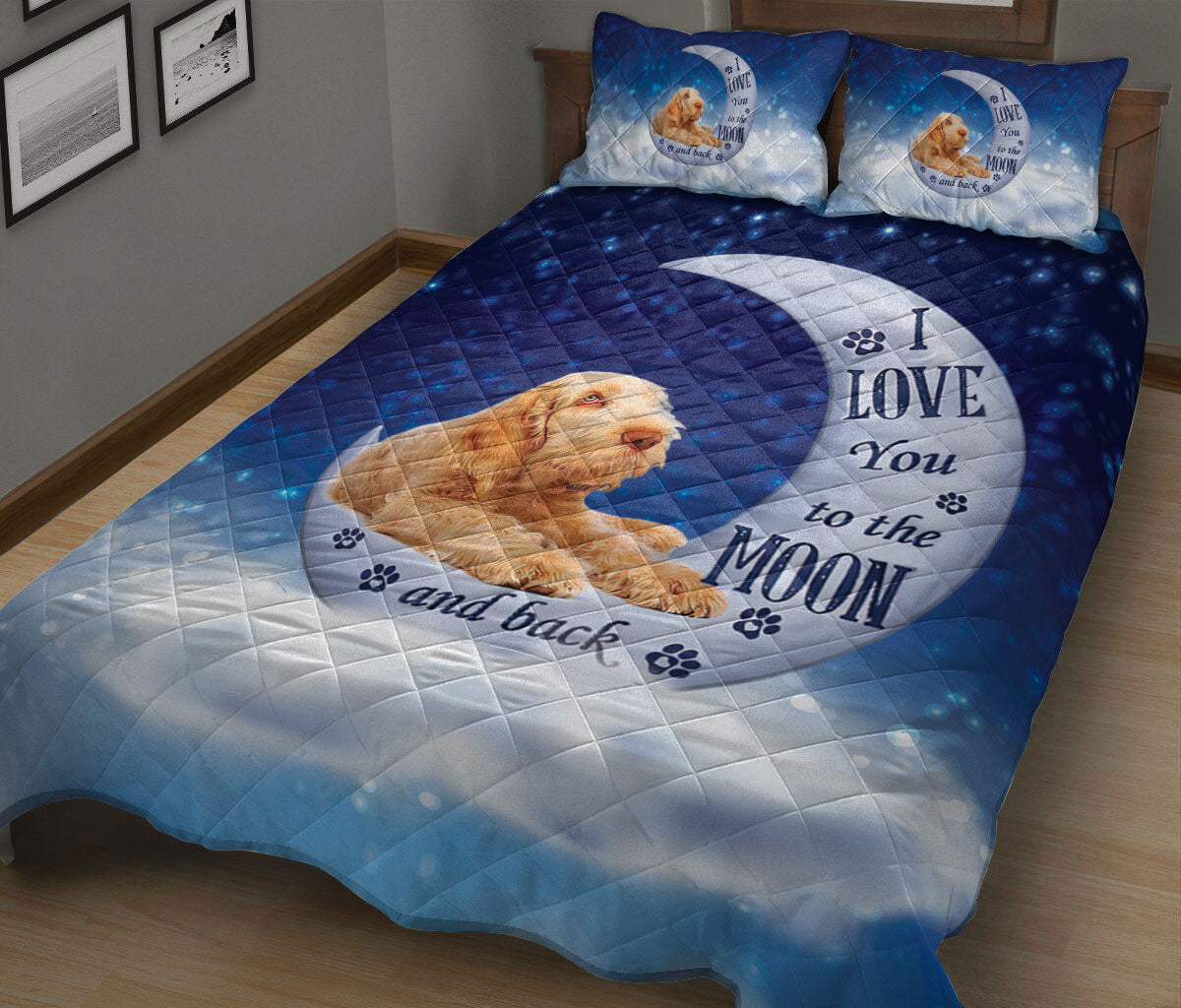 Ohaprints-Quilt-Bed-Set-Pillowcase-Spinone-Italiano-Dog-I-Love-You-To-The-Moon-And-Back-Gift-For-Dog-Puppy-Lover-Blanket-Bedspread-Bedding-1414-King (90'' x 100'')