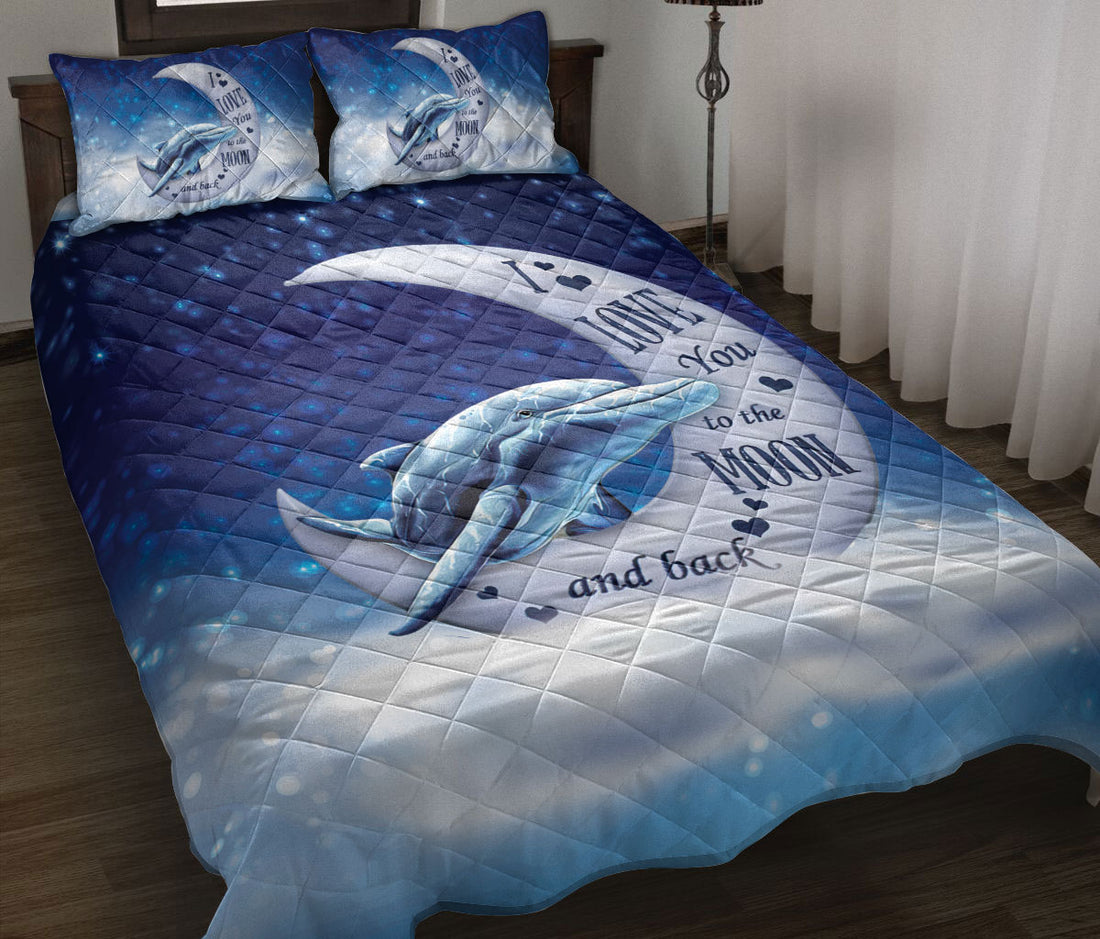 Ohaprints-Quilt-Bed-Set-Pillowcase-Dolphin-I-Love-You-To-The-Moon-And-Back-Gift-For-Ocean-Animal-Lover-Blanket-Bedspread-Bedding-1415-Throw (55'' x 60'')