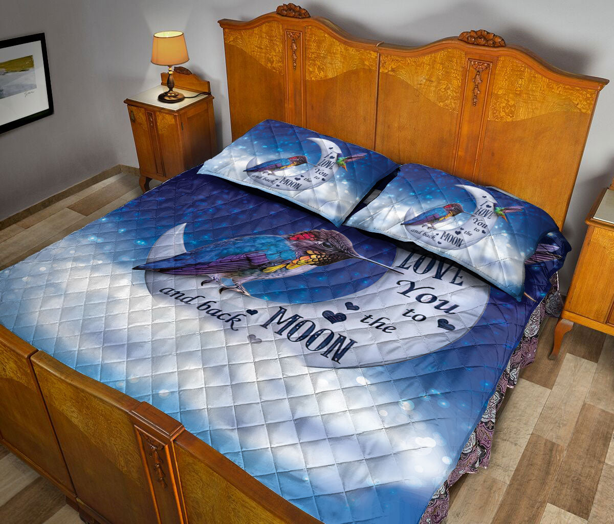 Ohaprints-Quilt-Bed-Set-Pillowcase-Hummingbird-I-Love-You-To-The-Moon-And-Back-Gift-For-Animal-Lover-Blanket-Bedspread-Bedding-2482-Queen (80'' x 90'')