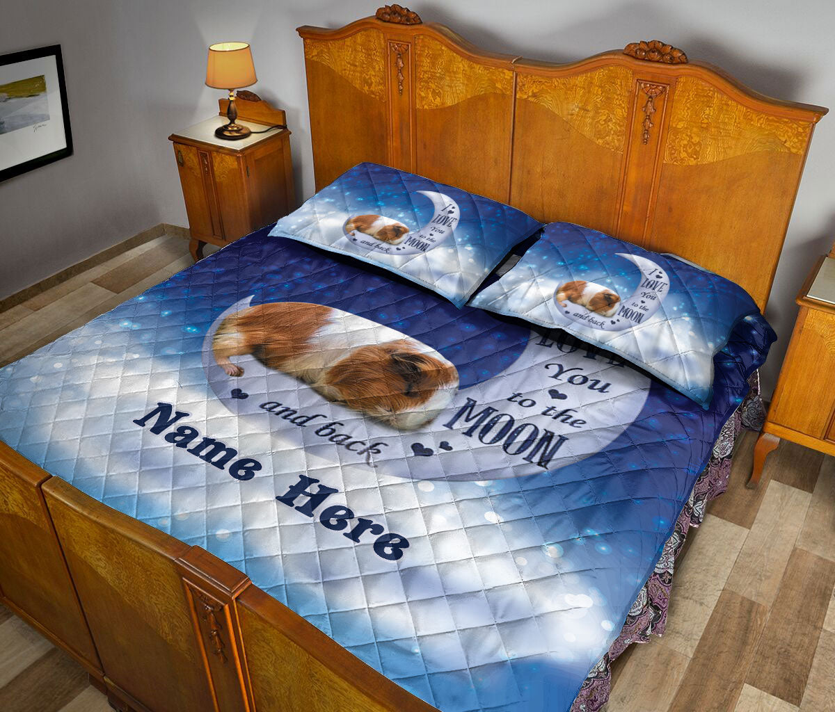 Ohaprints-Quilt-Bed-Set-Pillowcase-Guinea-Pig-I-Love-You-To-The-Moon-&-Back-Animal-Lover-Custom-Personalized-Name-Blanket-Bedspread-Bedding-1898-Queen (80'' x 90'')