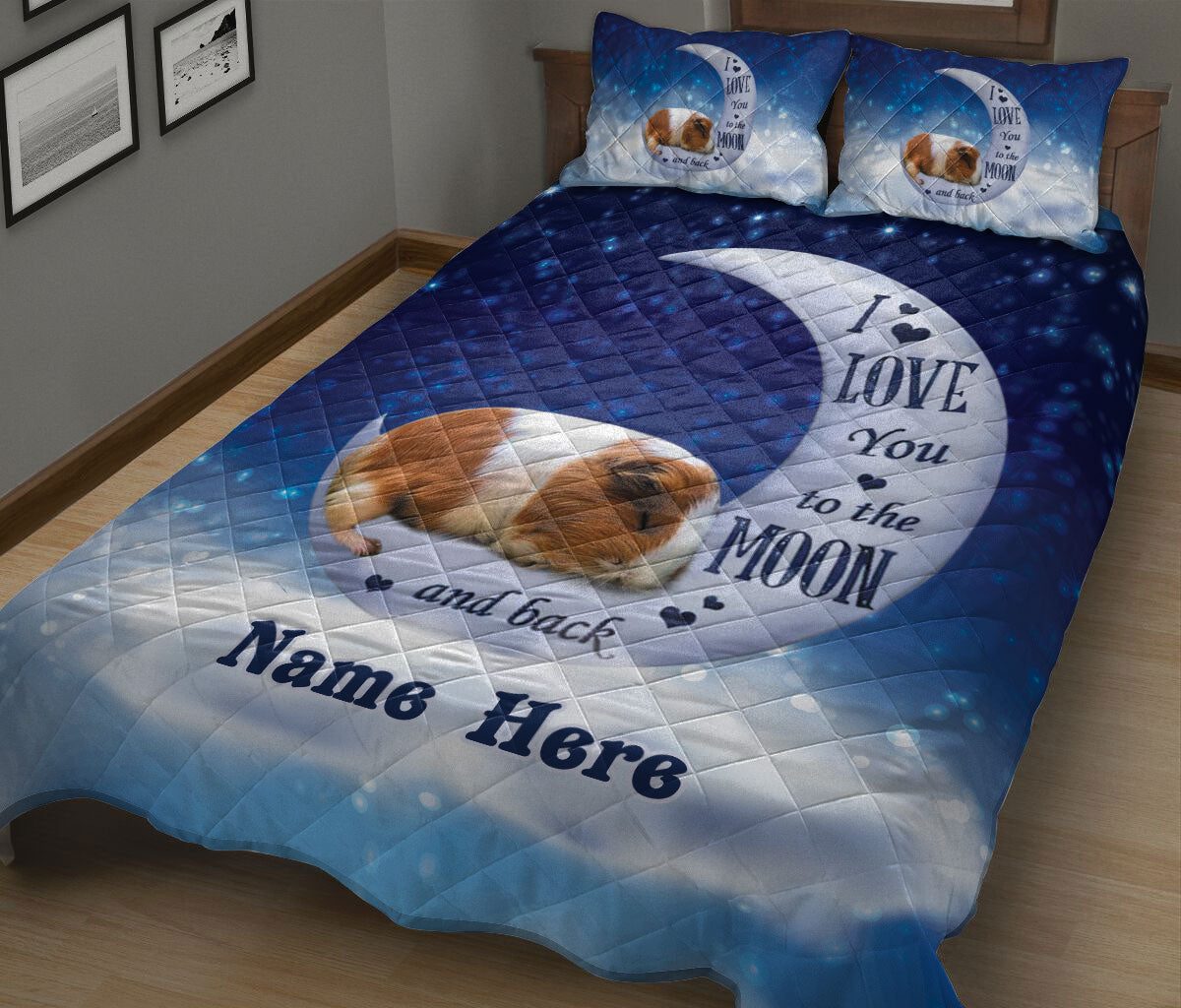 Ohaprints-Quilt-Bed-Set-Pillowcase-Guinea-Pig-I-Love-You-To-The-Moon-&-Back-Animal-Lover-Custom-Personalized-Name-Blanket-Bedspread-Bedding-1898-King (90'' x 100'')