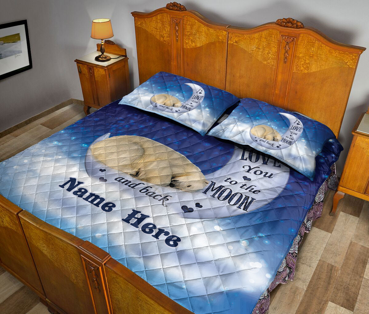 Ohaprints-Quilt-Bed-Set-Pillowcase-Polar-Bear-I-Love-You-To-The-Moon-&-Back-Animal-Lover-Custom-Personalized-Name-Blanket-Bedspread-Bedding-738-Queen (80'' x 90'')