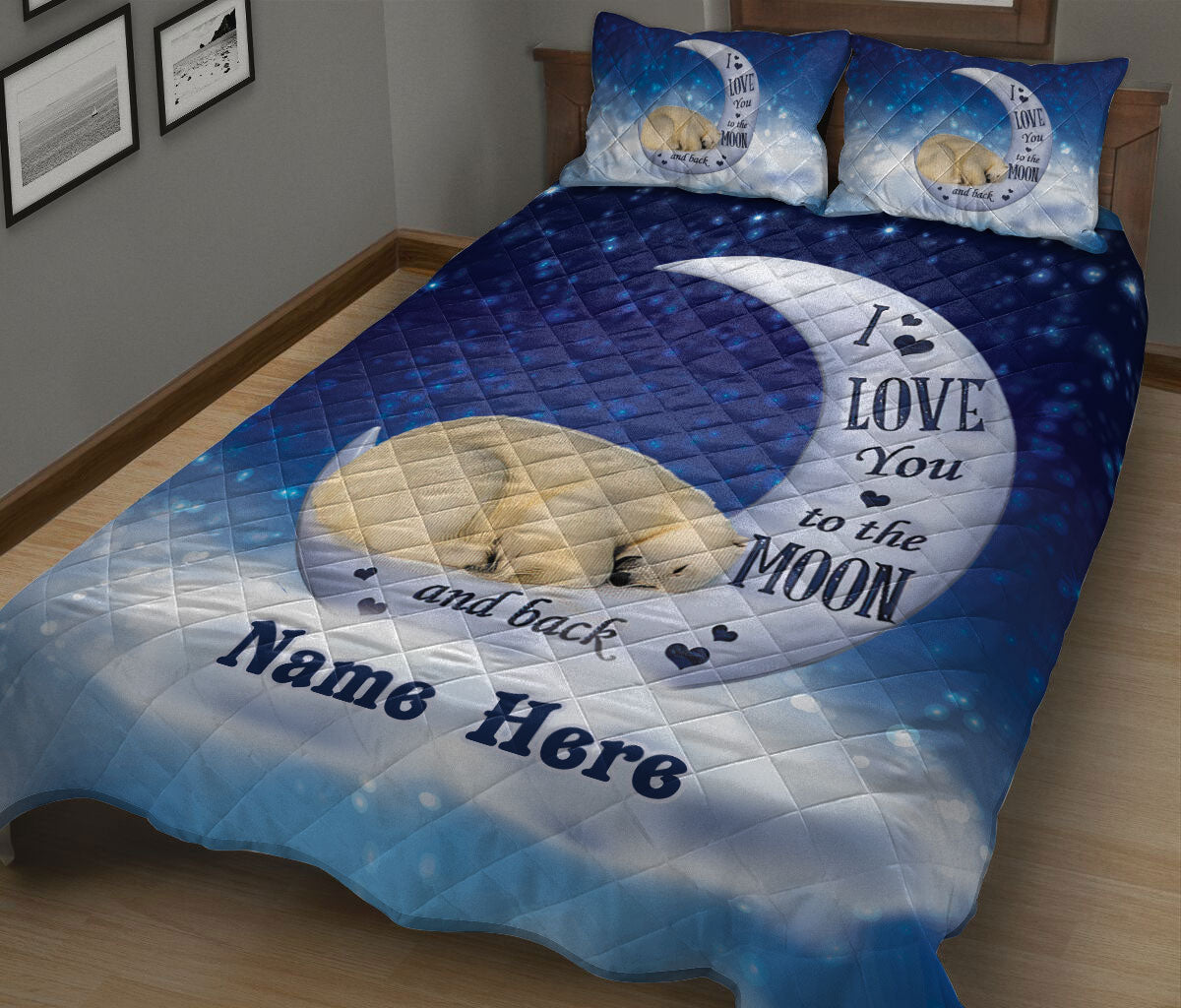 Ohaprints-Quilt-Bed-Set-Pillowcase-Polar-Bear-I-Love-You-To-The-Moon-&-Back-Animal-Lover-Custom-Personalized-Name-Blanket-Bedspread-Bedding-738-King (90'' x 100'')