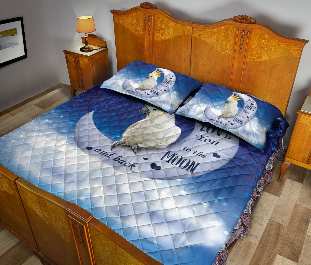 Ohaprints-Quilt-Bed-Set-Pillowcase-Pappagallo-Citron-Parrot-I-Love-You-To-The-Moon-And-Back-Gift-For-Animal-Lover-Blanket-Bedspread-Bedding-245-Queen (80'' x 90'')