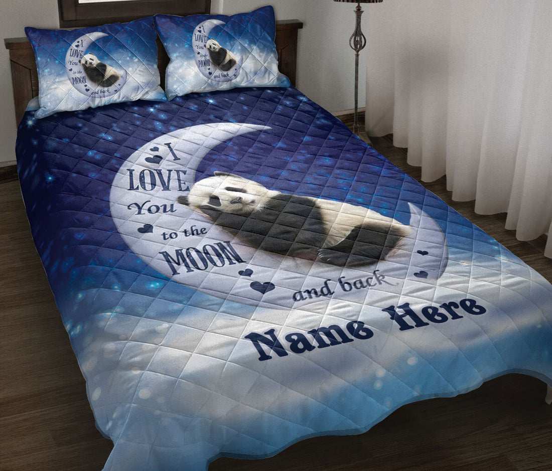 Ohaprints-Quilt-Bed-Set-Pillowcase-Cute-Panda-I-Love-You-To-The-Moon-&-Back-Animal-Lover-Custom-Personalized-Name-Blanket-Bedspread-Bedding-1416-Throw (55'' x 60'')