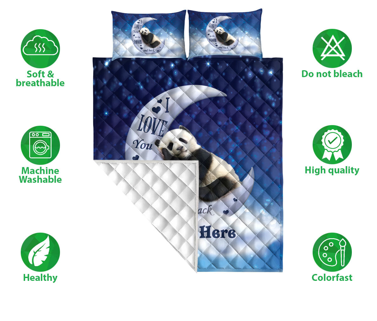 Ohaprints-Quilt-Bed-Set-Pillowcase-Cute-Panda-I-Love-You-To-The-Moon-&-Back-Animal-Lover-Custom-Personalized-Name-Blanket-Bedspread-Bedding-1416-Double (70'' x 80'')