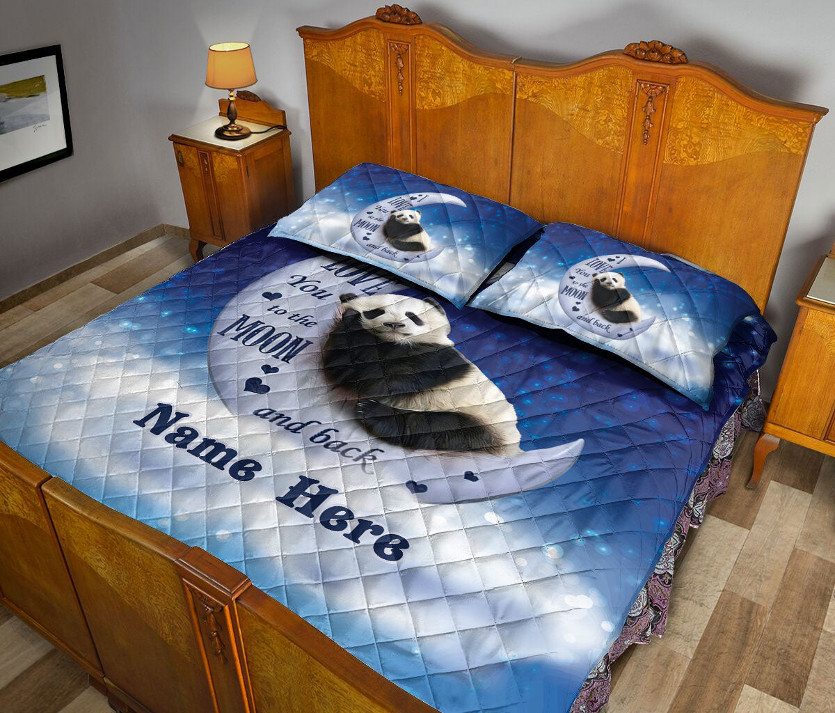 Ohaprints-Quilt-Bed-Set-Pillowcase-Cute-Panda-I-Love-You-To-The-Moon-&-Back-Animal-Lover-Custom-Personalized-Name-Blanket-Bedspread-Bedding-1416-Queen (80'' x 90'')