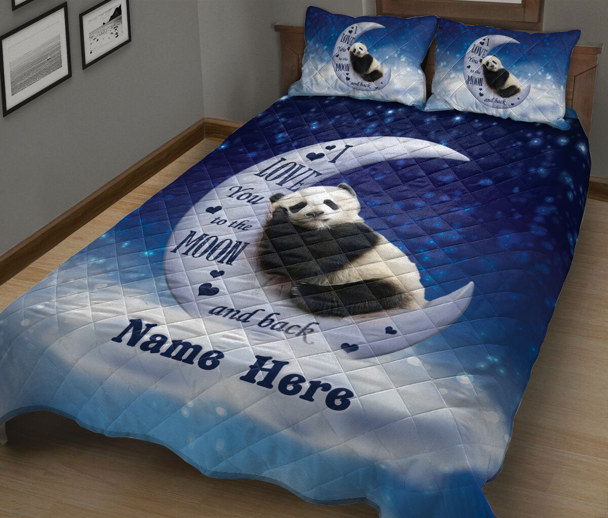 Ohaprints-Quilt-Bed-Set-Pillowcase-Cute-Panda-I-Love-You-To-The-Moon-&-Back-Animal-Lover-Custom-Personalized-Name-Blanket-Bedspread-Bedding-1416-King (90'' x 100'')