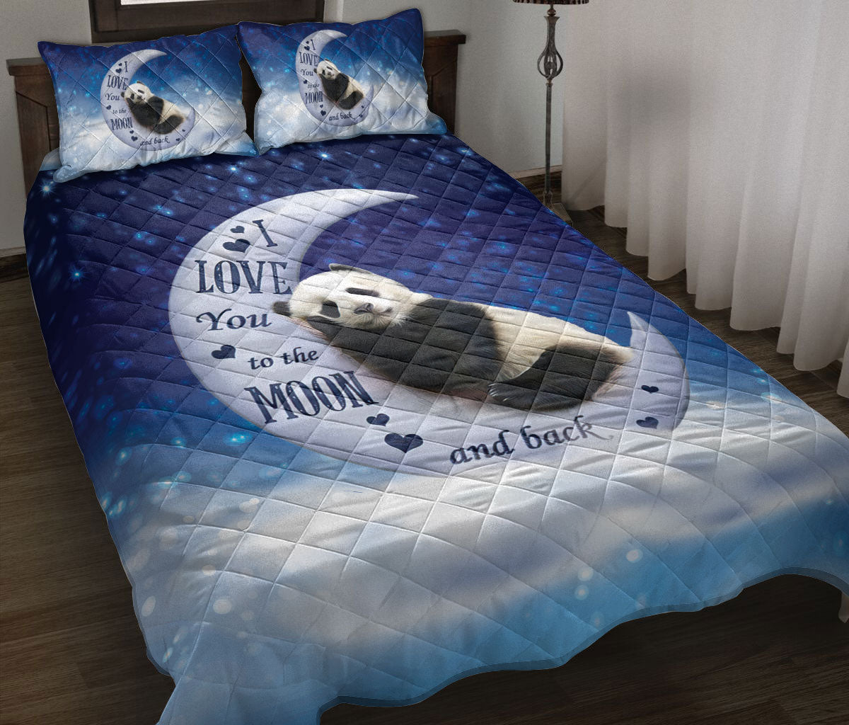 Ohaprints-Quilt-Bed-Set-Pillowcase-Cute-Panda-I-Love-You-To-The-Moon-And-Back-Gift-For-Animal-Lover-Blanket-Bedspread-Bedding-694-Throw (55'' x 60'')