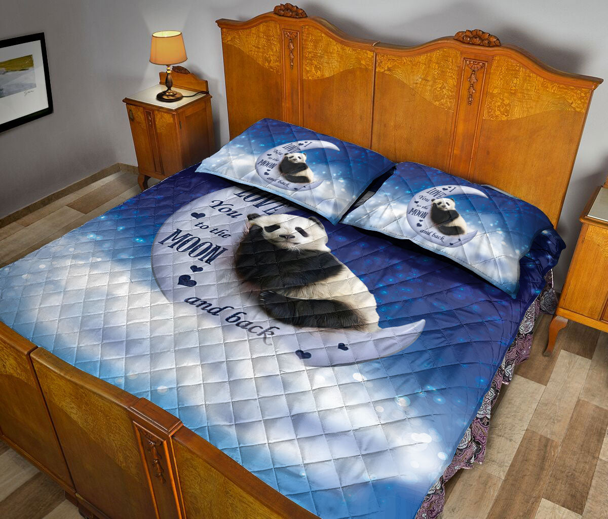 Ohaprints-Quilt-Bed-Set-Pillowcase-Cute-Panda-I-Love-You-To-The-Moon-And-Back-Gift-For-Animal-Lover-Blanket-Bedspread-Bedding-694-Queen (80'' x 90'')