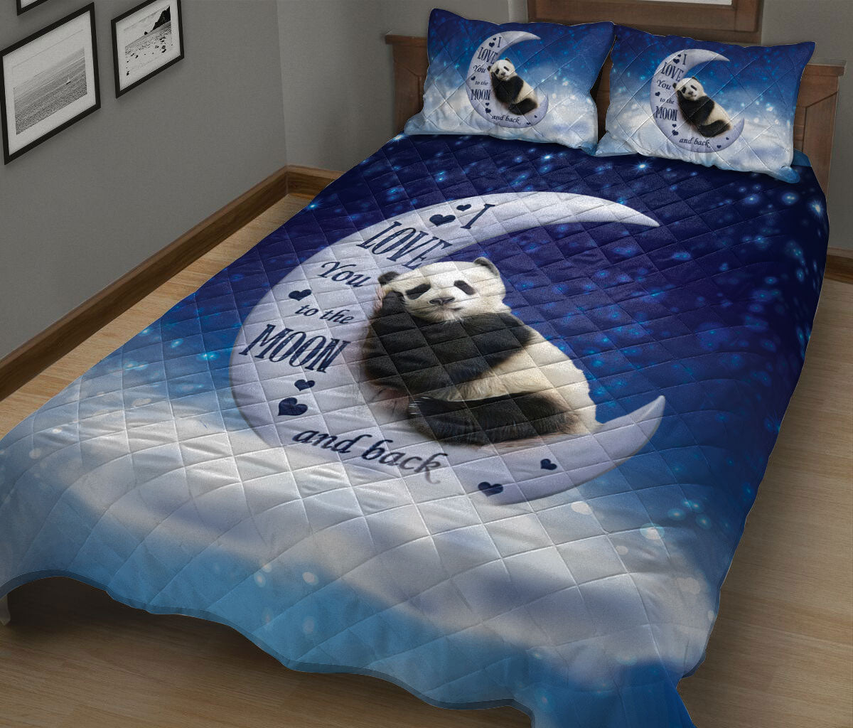 Ohaprints-Quilt-Bed-Set-Pillowcase-Cute-Panda-I-Love-You-To-The-Moon-And-Back-Gift-For-Animal-Lover-Blanket-Bedspread-Bedding-694-King (90'' x 100'')