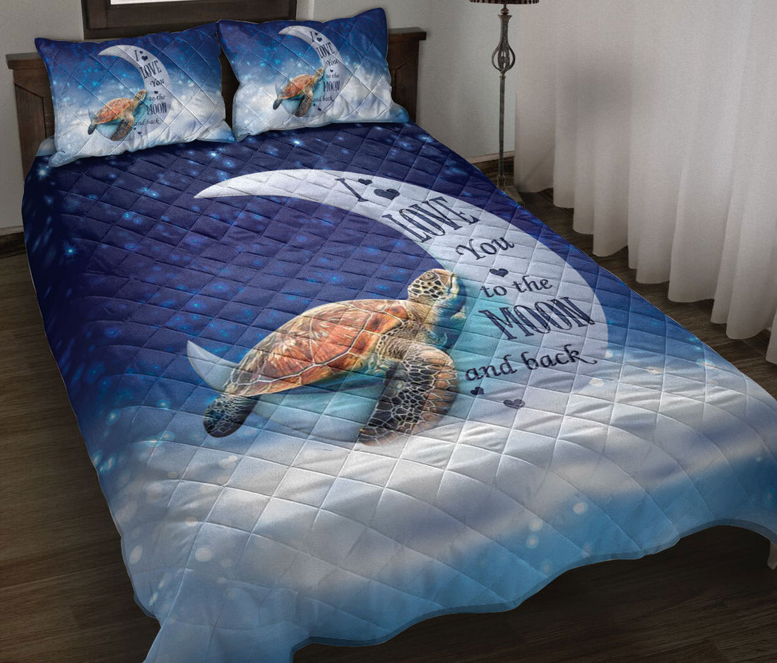 Ohaprints-Quilt-Bed-Set-Pillowcase-Sea-Turtle-I-Love-You-To-The-Moon-And-Back-Gift-For-Animal-Lover-Blanket-Bedspread-Bedding-1319-Throw (55'' x 60'')