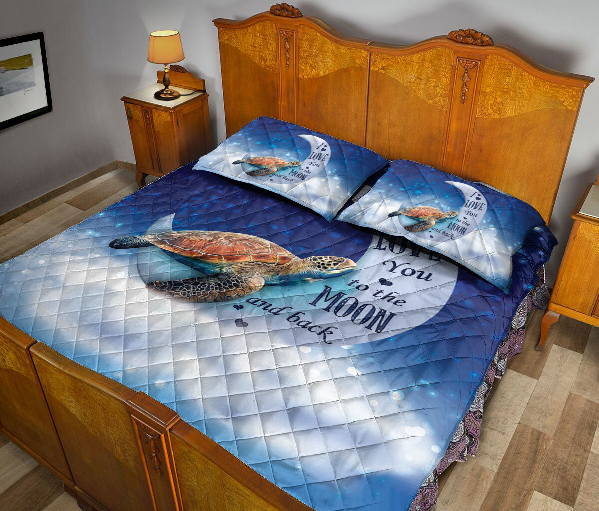 Ohaprints-Quilt-Bed-Set-Pillowcase-Sea-Turtle-I-Love-You-To-The-Moon-And-Back-Gift-For-Animal-Lover-Blanket-Bedspread-Bedding-1319-Queen (80'' x 90'')