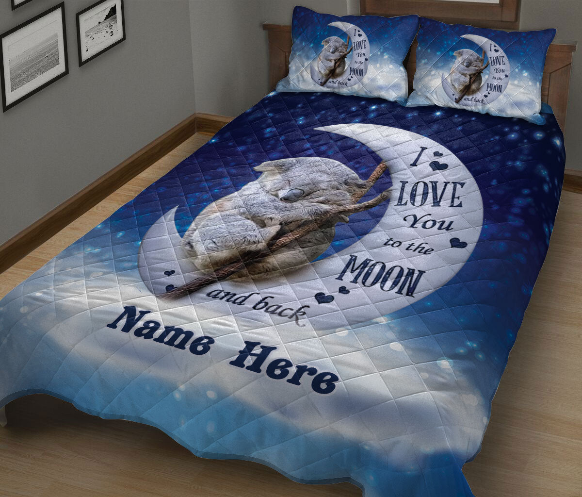 Ohaprints-Quilt-Bed-Set-Pillowcase-Cute-Koala-I-Love-You-To-The-Moon-&-Back-Animal-Lover-Custom-Personalized-Name-Blanket-Bedspread-Bedding-2487-King (90'' x 100'')