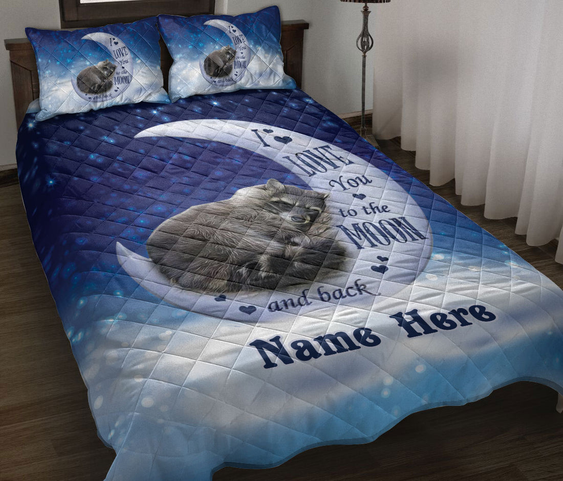 Ohaprints-Quilt-Bed-Set-Pillowcase-Raccoon-I-Love-You-To-The-Moon-And-Back-Custom-Personalized-Name-Blanket-Bedspread-Bedding-137-Throw (55'' x 60'')