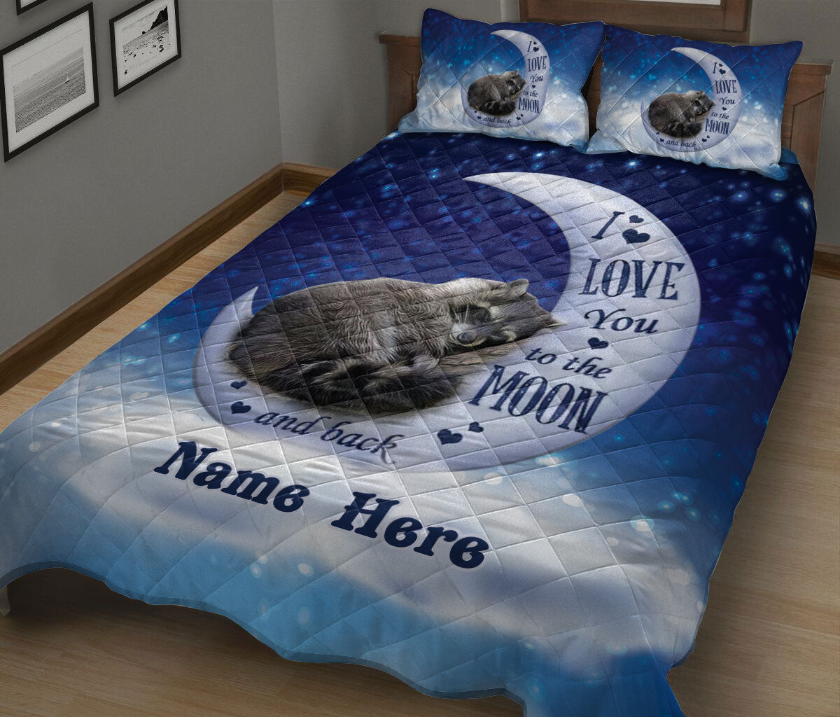 Ohaprints-Quilt-Bed-Set-Pillowcase-Raccoon-I-Love-You-To-The-Moon-And-Back-Custom-Personalized-Name-Blanket-Bedspread-Bedding-137-King (90'' x 100'')