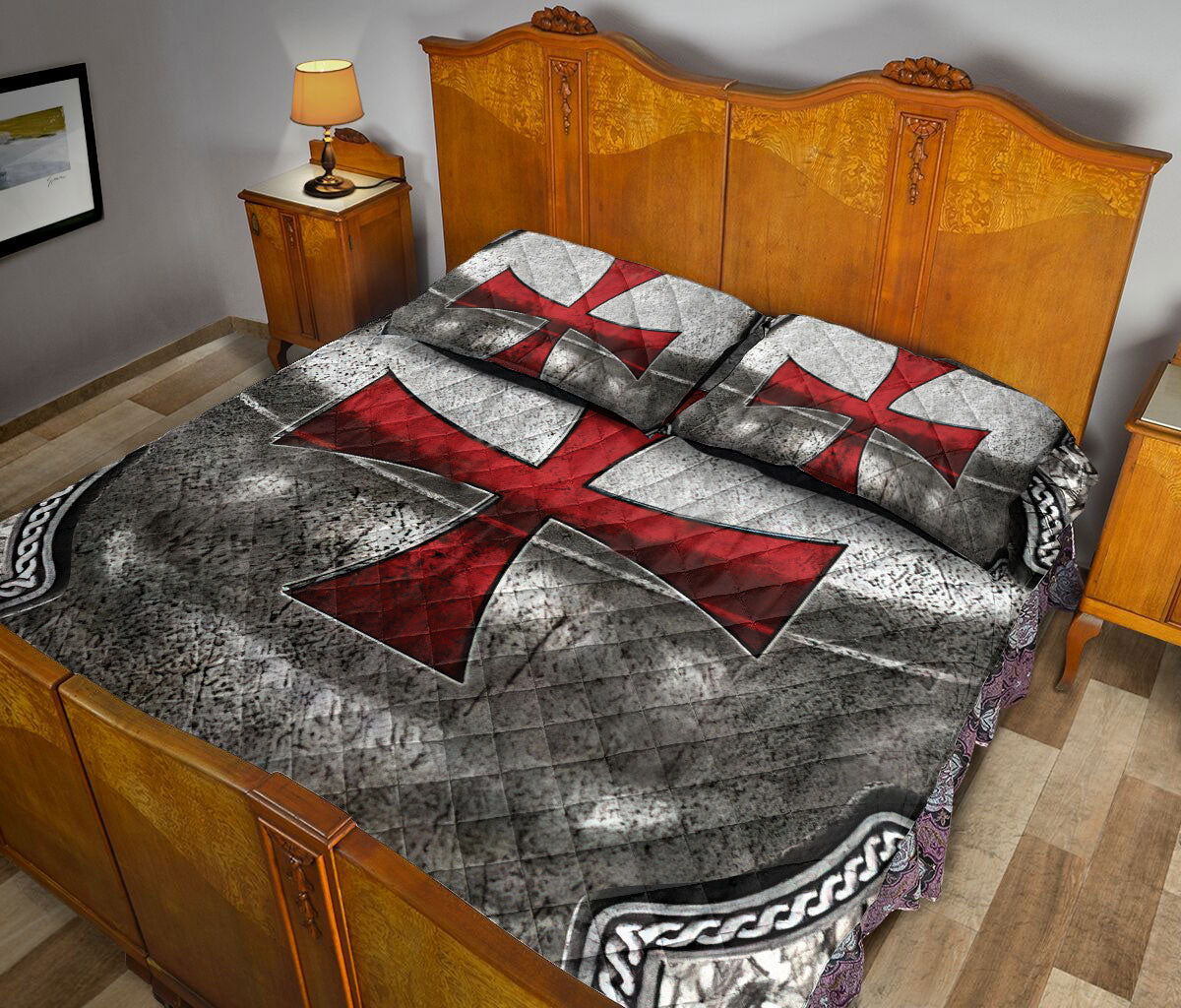 Ohaprints-Quilt-Bed-Set-Pillowcase-Knights-Templar-Armor-Shield-Pattern-Blanket-Bedspread-Bedding-2503-Queen (80'' x 90'')