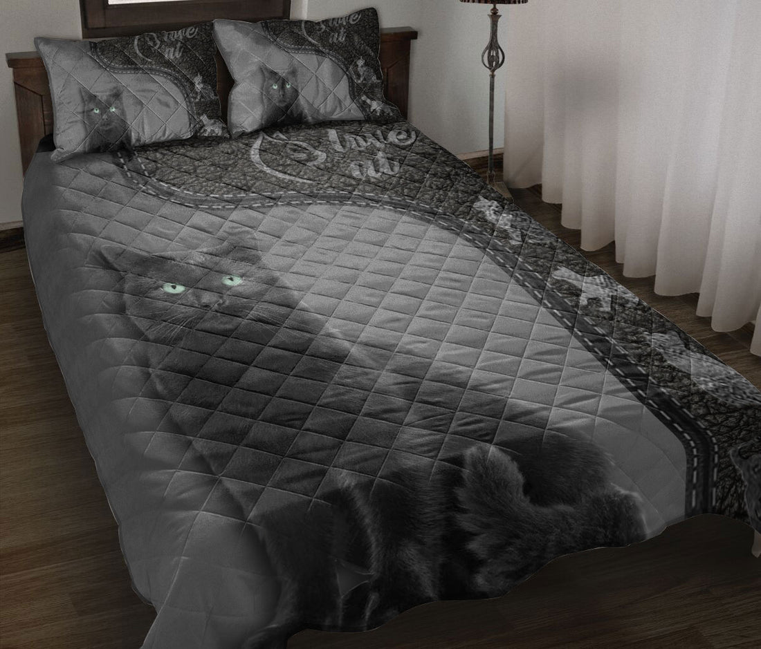 Ohaprints-Quilt-Bed-Set-Pillowcase-Love-Black-Cat-Fur-Black-Pattern-Gift-For-Cat-Lovers-Pet-Lover-Blanket-Bedspread-Bedding-169-Throw (55'' x 60'')