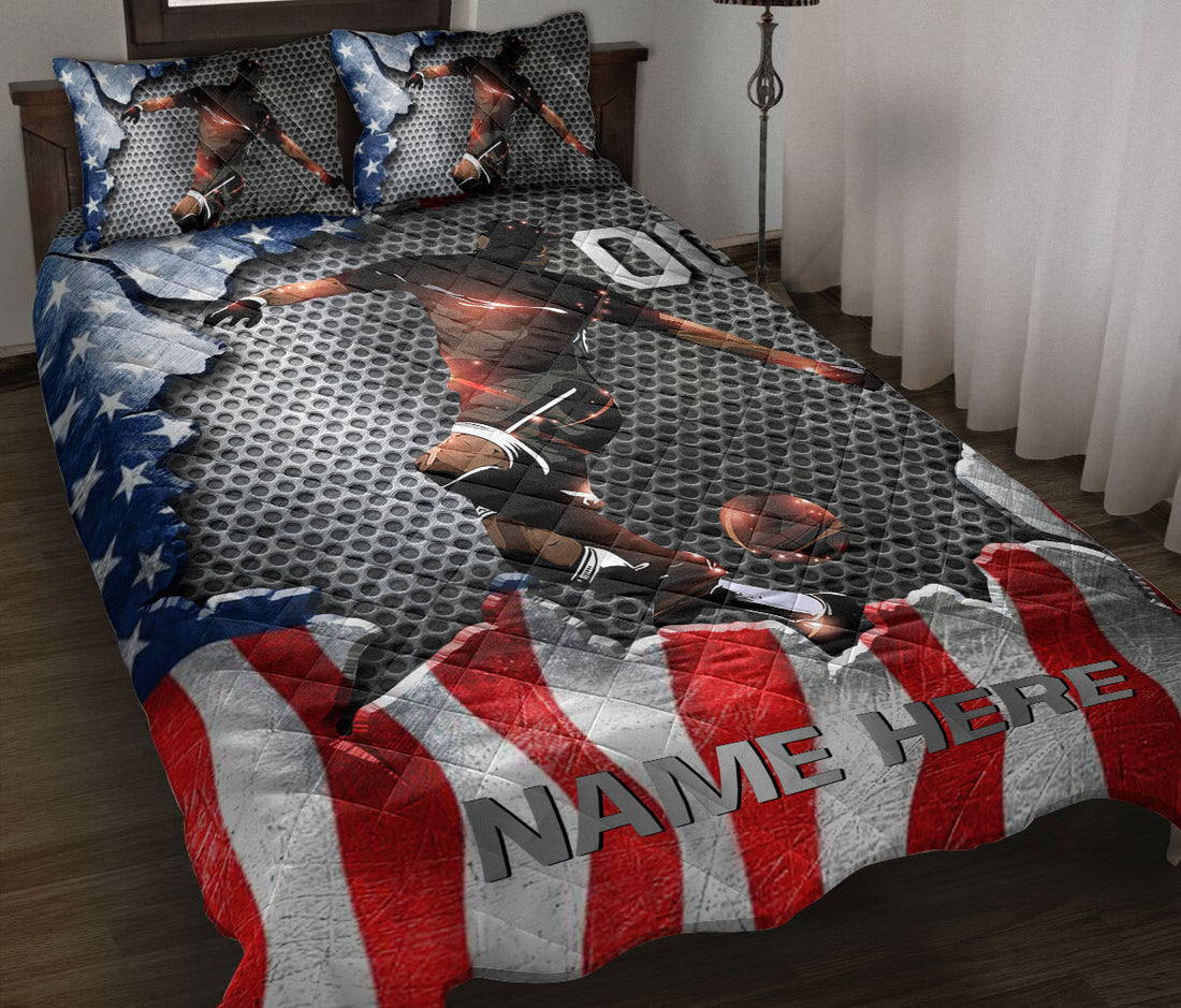 Ohaprints-Quilt-Bed-Set-Pillowcase-Soccer-Player-Sport-Us-American-Flag-Custom-Personalized-Name-Number-Blanket-Bedspread-Bedding-3375-Throw (55'' x 60'')