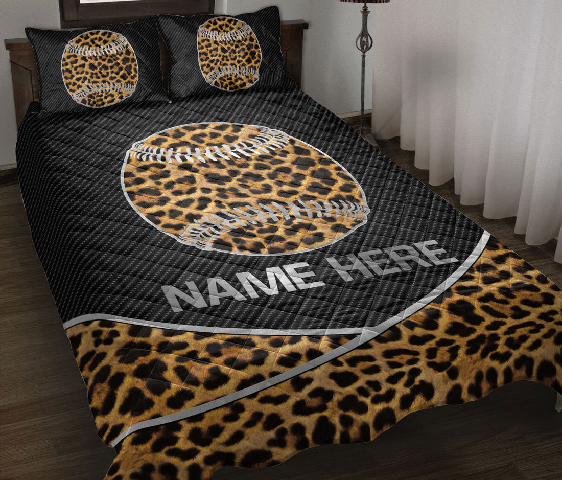 Ohaprints-Quilt-Bed-Set-Pillowcase-Softball-Ball-Leopard-Pattern-Sport-Lover-Gift-Custom-Personalized-Name-Blanket-Bedspread-Bedding-3101-Throw (55'' x 60'')