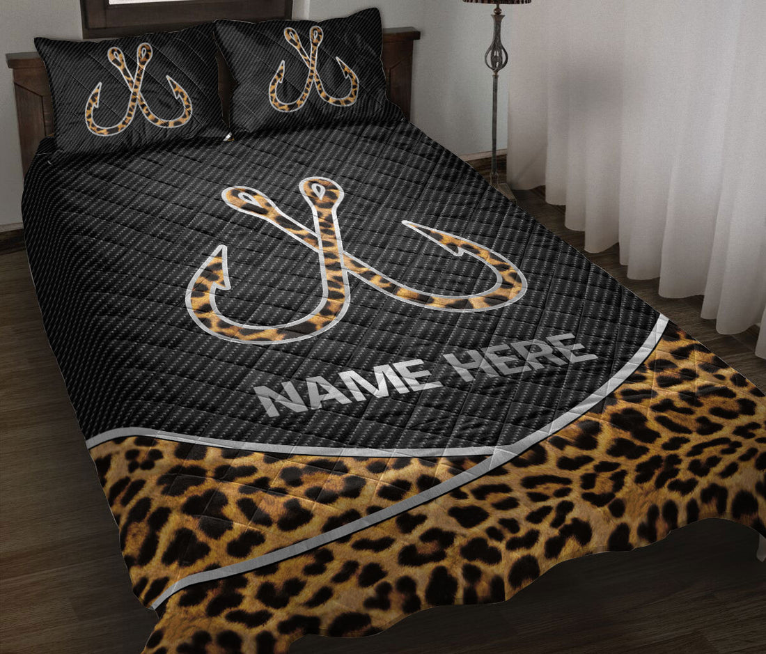 Ohaprints-Quilt-Bed-Set-Pillowcase-Fishing-Hook-Leopard-Pattern-Gift-For-Fisherman-Custom-Personalized-Name-Blanket-Bedspread-Bedding-3252-Throw (55'' x 60'')