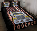 Ohaprints-Quilt-Bed-Set-Pillowcase-Yellow-Truck-Us-Flag-Smoke-Gift-For-Trucker-Custom-Personalized-Name-Blanket-Bedspread-Bedding-3525-Throw (55'' x 60'')