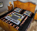 Ohaprints-Quilt-Bed-Set-Pillowcase-Yellow-Truck-Us-Flag-Smoke-Gift-For-Trucker-Custom-Personalized-Name-Blanket-Bedspread-Bedding-3525-King (90'' x 100'')