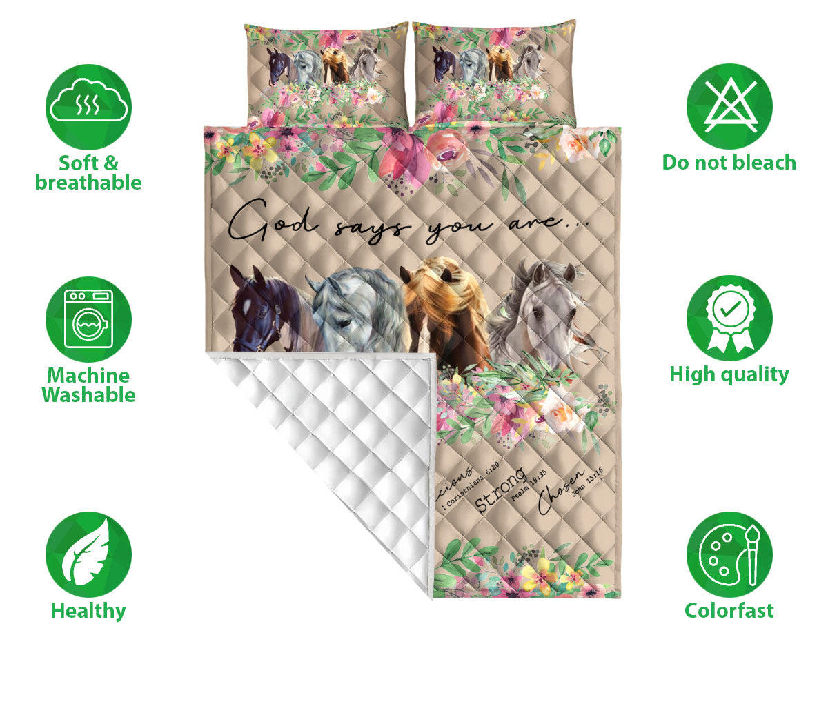 Ohaprints-Quilt-Bed-Set-Pillowcase-Horse-God-Says-You-Are-Flower-Floral-Pattern-Unique-Gift-Blanket-Bedspread-Bedding-642-Double (70'' x 80'')