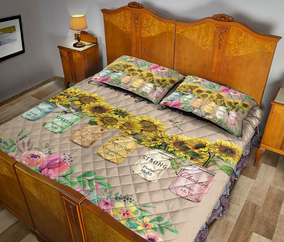 Ohaprints-Quilt-Bed-Set-Pillowcase-God-Says-You-Are-Sunflower-Flower-Floral-Pattern-Unique-Gift-Blanket-Bedspread-Bedding-2385-Queen (80'' x 90'')