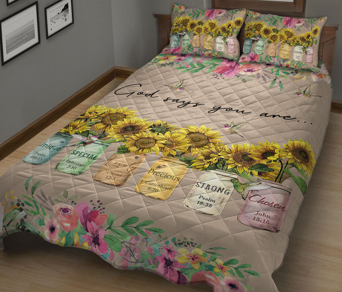 Ohaprints-Quilt-Bed-Set-Pillowcase-God-Says-You-Are-Sunflower-Flower-Floral-Pattern-Unique-Gift-Blanket-Bedspread-Bedding-2385-King (90'' x 100'')