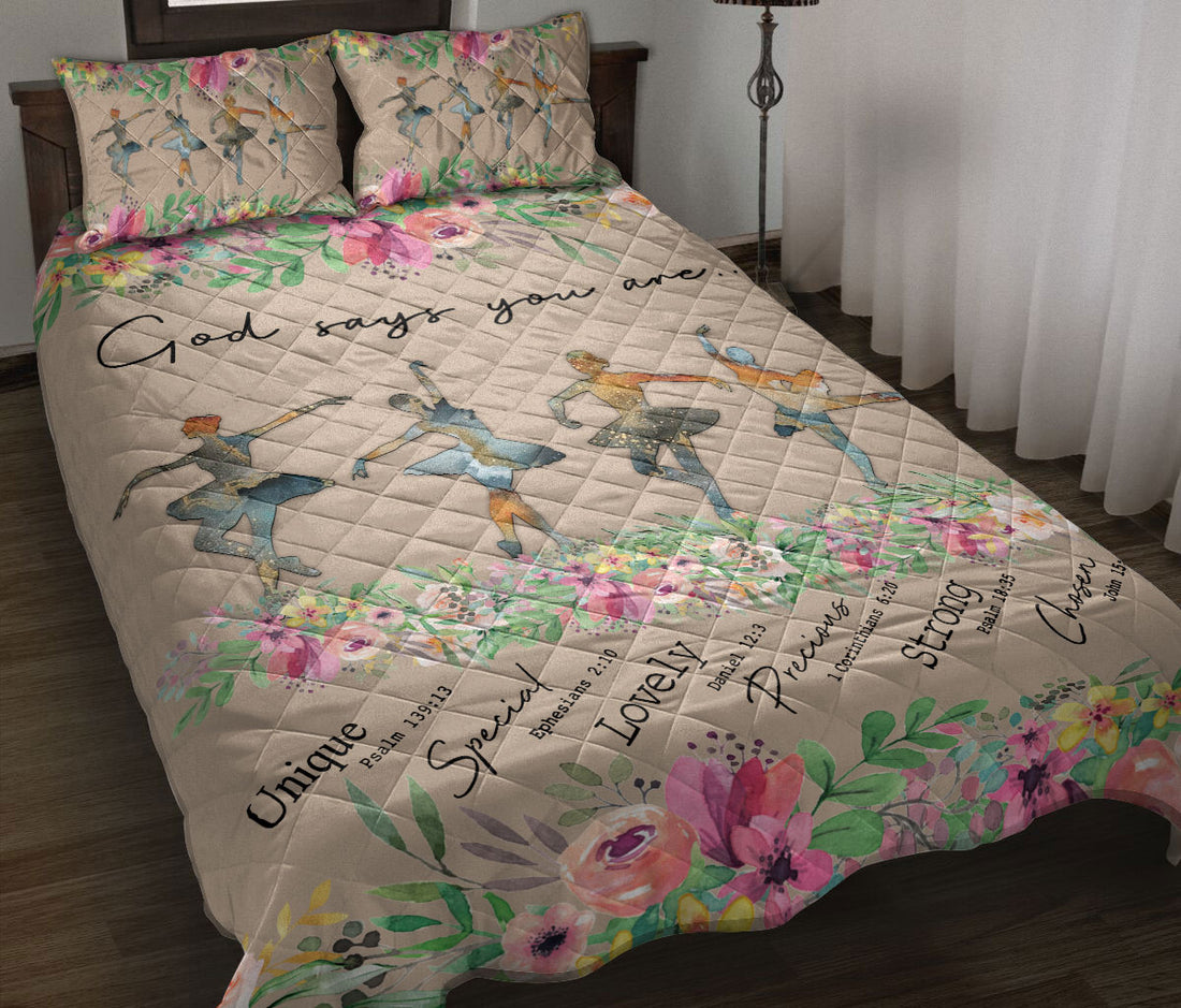 Ohaprints-Quilt-Bed-Set-Pillowcase-Ballet-Girl-God-Says-You-Are-Floral-Pattern-Unique-Gift-Blanket-Bedspread-Bedding-629-Throw (55'' x 60'')