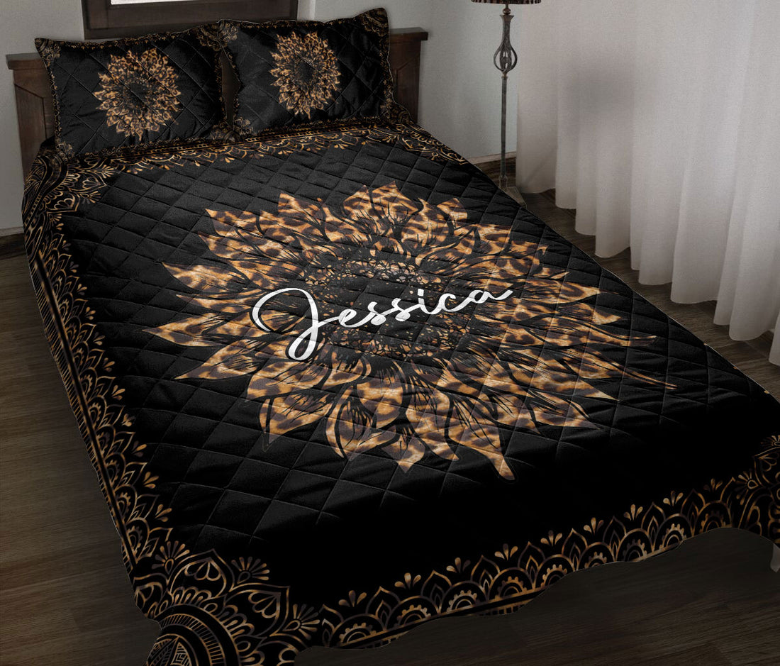 Ohaprints-Quilt-Bed-Set-Pillowcase-Sunflower-Leopard-Mandala-Pattern-Gift-Custom-Personalized-Name-Blanket-Bedspread-Bedding-2404-Throw (55'' x 60'')