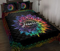 Ohaprints-Quilt-Bed-Set-Pillowcase-Sunflower-Tie-Dye-Mandala-Pattern-Gift-Custom-Personalized-Name-Blanket-Bedspread-Bedding-66-Throw (55'' x 60'')