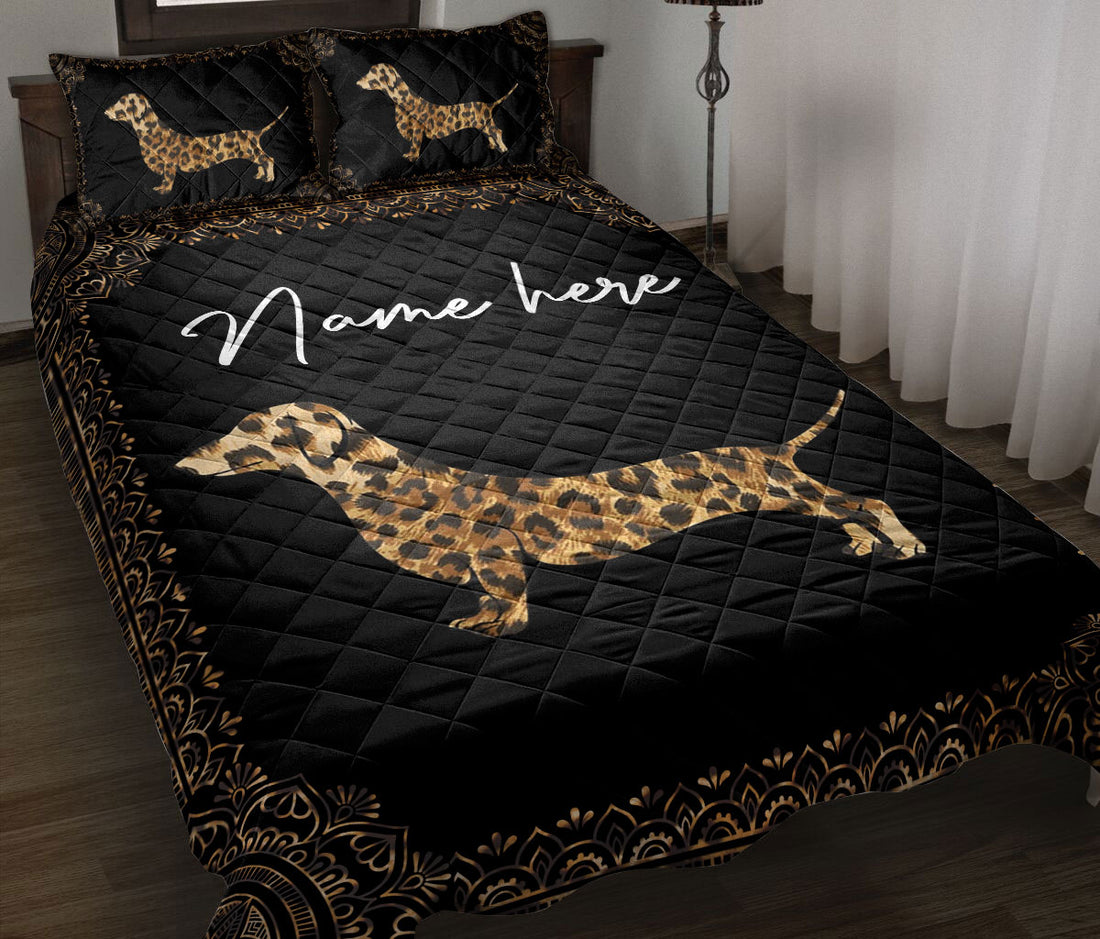 Ohaprints-Quilt-Bed-Set-Pillowcase-Dachshund-Weiner-Doxie-Dog-Leopard-Mandala-Pattern-Custom-Personalized-Name-Blanket-Bedspread-Bedding-635-Throw (55'' x 60'')