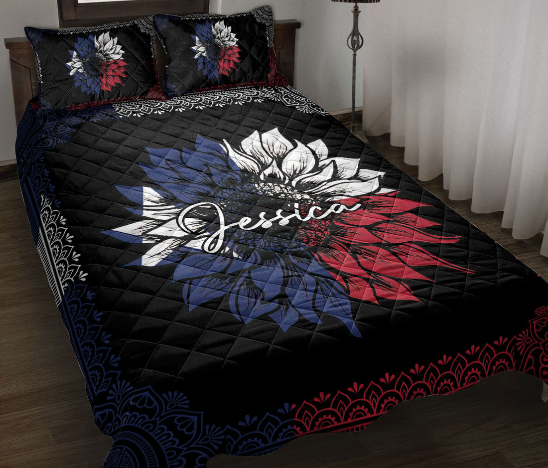 Ohaprints-Quilt-Bed-Set-Pillowcase-Sunflower-Texas-Flag-Mandala-Pattern-Custom-Personalized-Name-Blanket-Bedspread-Bedding-61-Throw (55'' x 60'')