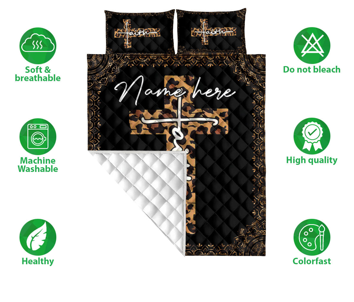 Ohaprints-Quilt-Bed-Set-Pillowcase-Jesus-Cross-Leopard-Mandala-Pattern-Custom-Personalized-Name-Blanket-Bedspread-Bedding-1236-Double (70'' x 80'')