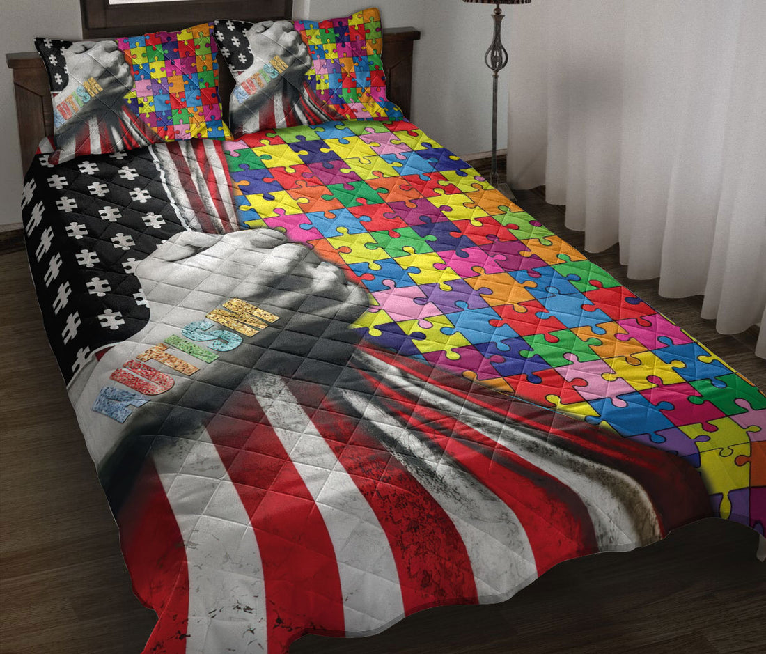 Ohaprints-Quilt-Bed-Set-Pillowcase-Autism-Awareness-Asd-American-Us-Flag-Support-Gift-Blanket-Bedspread-Bedding-1914-Throw (55'' x 60'')