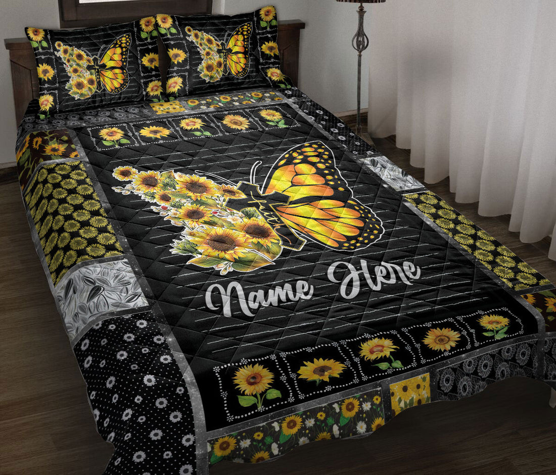 Ohaprints-Quilt-Bed-Set-Pillowcase-God-Faith-Butterfly-Sunflower-Pattern-Custom-Personalized-Name-Blanket-Bedspread-Bedding-1278-Throw (55'' x 60'')