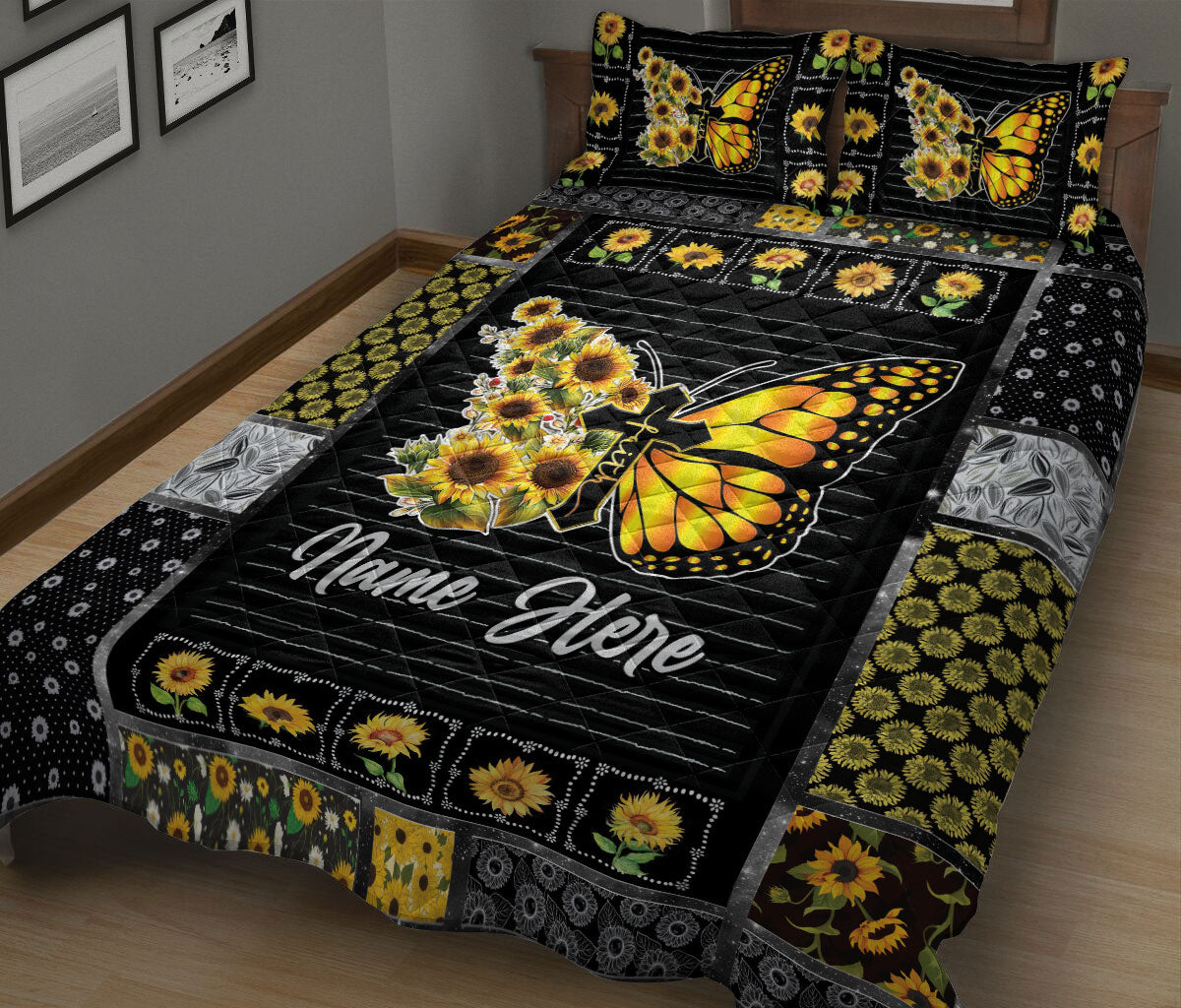 Ohaprints-Quilt-Bed-Set-Pillowcase-God-Faith-Butterfly-Sunflower-Pattern-Custom-Personalized-Name-Blanket-Bedspread-Bedding-1278-King (90'' x 100'')