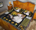 Ohaprints-Quilt-Bed-Set-Pillowcase-Pitbull-Terrier-Dog-Sunflower-Yellow-Floral-Patchwork-Pattern-Blanket-Bedspread-Bedding-1213-Queen (80'' x 90'')