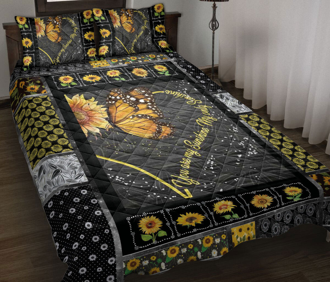 Ohaprints-Quilt-Bed-Set-Pillowcase-Butterfly-Sunflower-You'Re-My-Sunshine-Floral-Patchwork-Pattern-Blanket-Bedspread-Bedding-109-Throw (55'' x 60'')