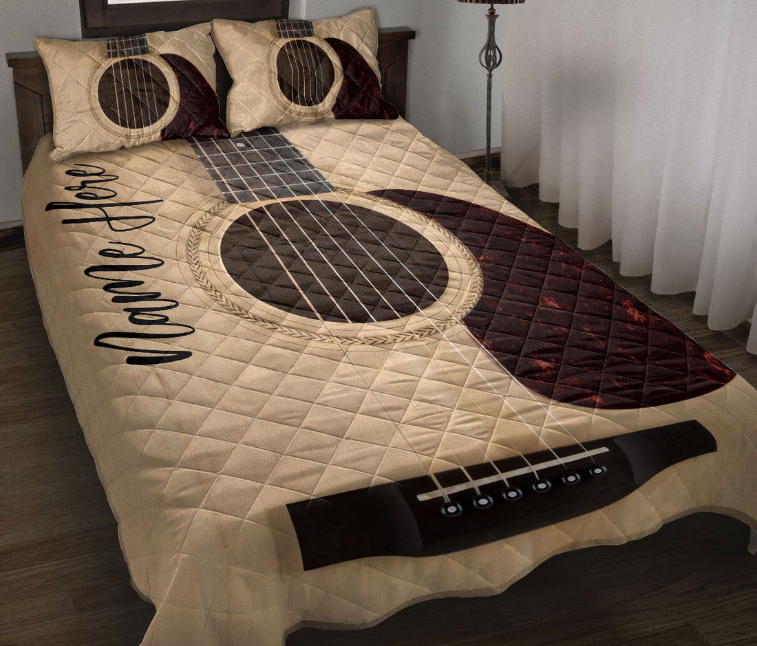 Ohaprints-Quilt-Bed-Set-Pillowcase-Guitar-Music-Theme-Musical-Pattern-Custom-Personalized-Name-Blanket-Bedspread-Bedding-1805-Throw (55'' x 60'')