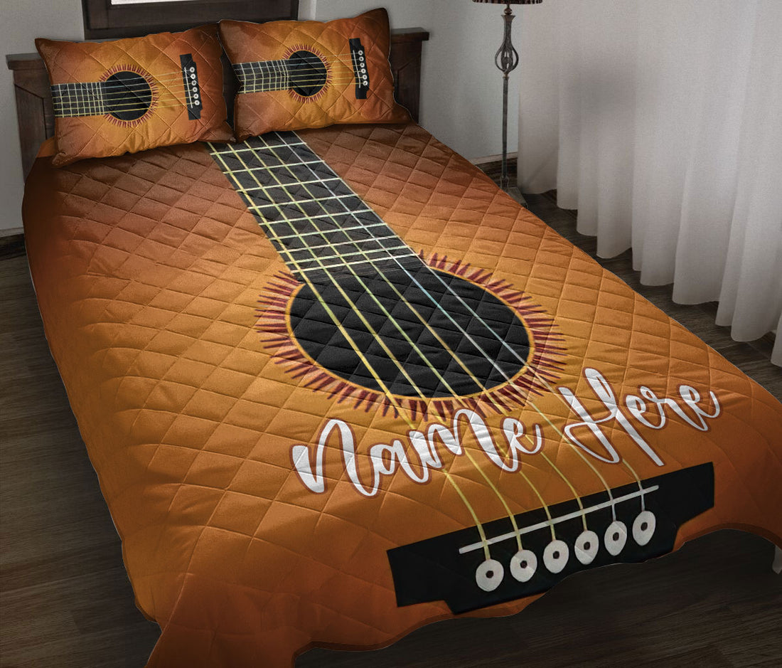 Ohaprints-Quilt-Bed-Set-Pillowcase-Guitar-Musical-Pattern-Music-Theme-Custom-Personalized-Name-Blanket-Bedspread-Bedding-2398-Throw (55'' x 60'')