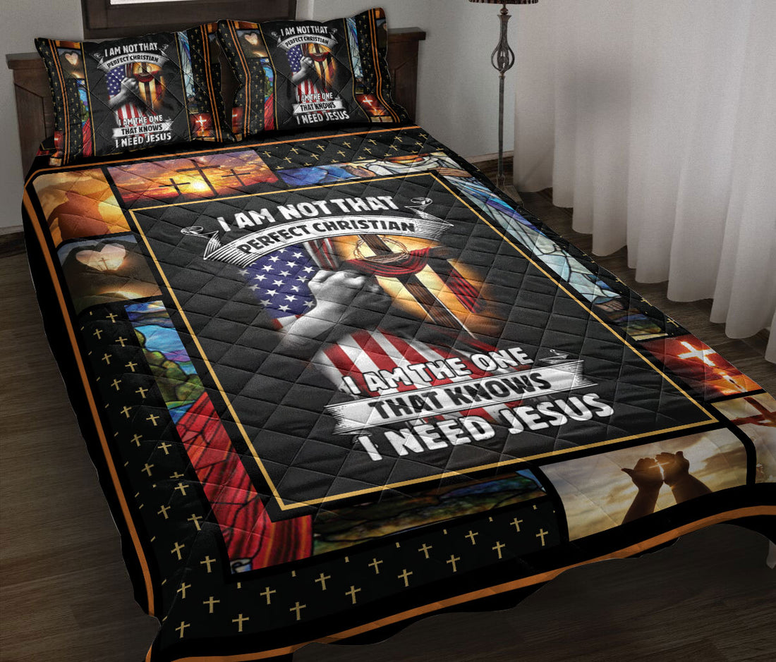 Ohaprints-Quilt-Bed-Set-Pillowcase-I'M-Not-A-Perfect-Christian-I-Need-Jesus-Christian-Gift-Blanket-Bedspread-Bedding-76-Throw (55'' x 60'')
