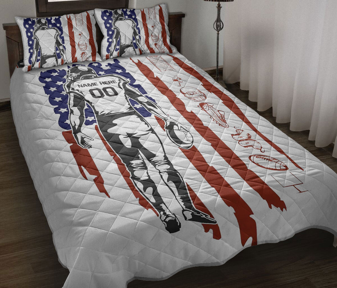 Ohaprints-Quilt-Bed-Set-Pillowcase-Football-Player-American-Us-Flag-Sport-Gifts-Custom-Personalized-Name-Number-Blanket-Bedspread-Bedding-3143-Double (70'' x 80'')