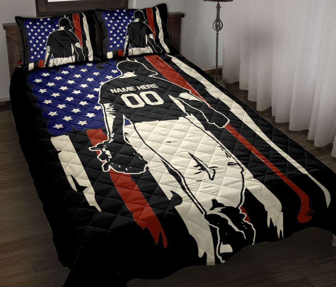 Ohaprints-Quilt-Bed-Set-Pillowcase-Us-American-Flag-Baseball-Player-Sport-Gifts-Custom-Personalized-Name-Number-Blanket-Bedspread-Bedding-3201-Double (70'' x 80'')