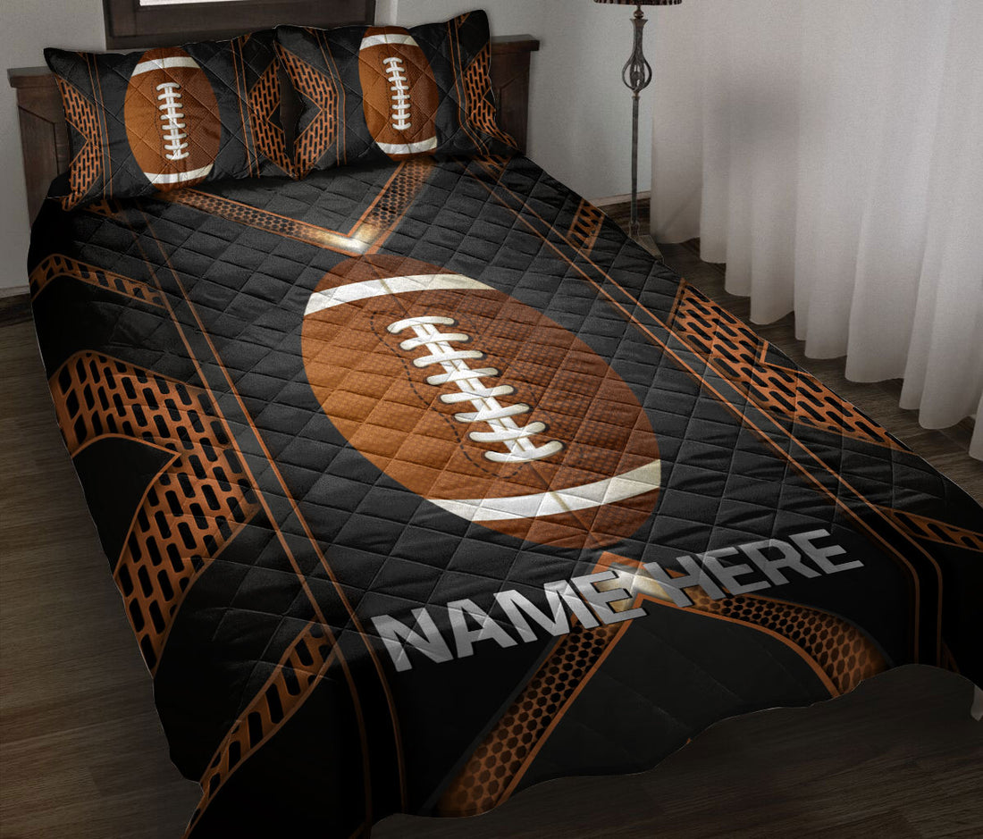 Ohaprints-Quilt-Bed-Set-Pillowcase-Football-Brown-Ball-Carbon-Pattern-Sport-Lover-Gift-Custom-Personalized-Name-Blanket-Bedspread-Bedding-3144-Double (70'' x 80'')