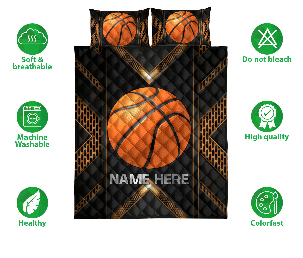 Ohaprints-Quilt-Bed-Set-Pillowcase-Basketball-Ball-Carbon-Pattern-Sport-Gift-Custom-Personalized-Name-Blanket-Bedspread-Bedding-3403-Queen (80'' x 90'')