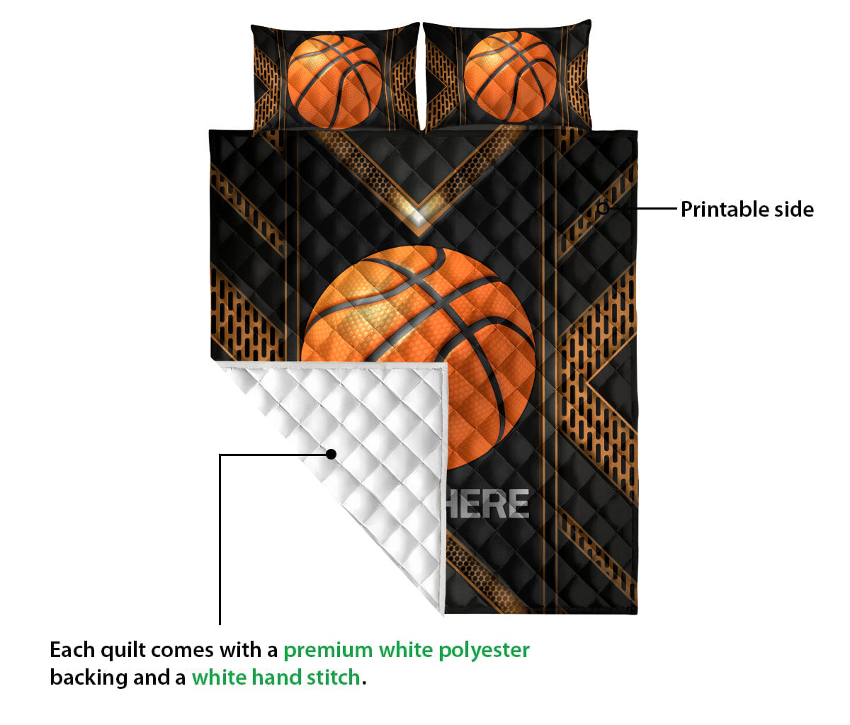 Ohaprints-Quilt-Bed-Set-Pillowcase-Basketball-Ball-Carbon-Pattern-Sport-Gift-Custom-Personalized-Name-Blanket-Bedspread-Bedding-3403-King (90'' x 100'')